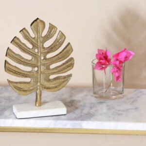 Big Gold Leaf Sculpture with Marble Base